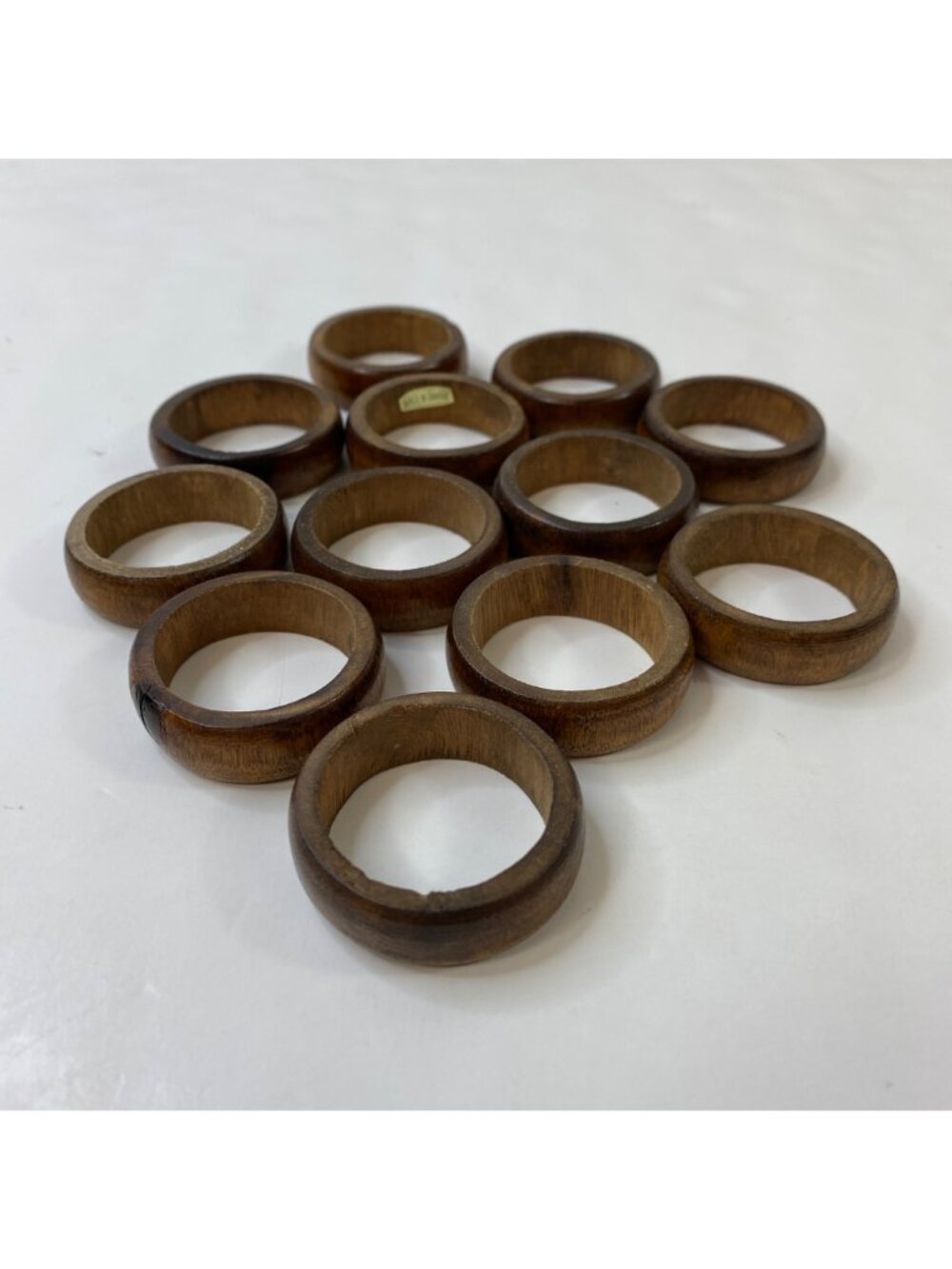 Set 12 Handcrafted 1" Diameter Wooden Napkin Rings Rustic Charm Serve Ware - Picture 3 of 9